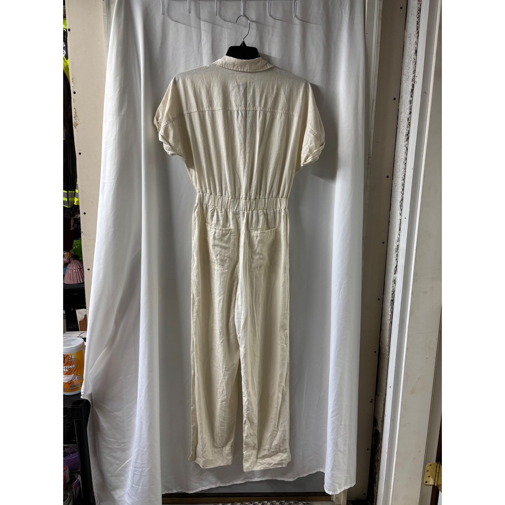 Universal Thread Cream Linen Blend Short Sleeve Utility Jumpsuit Size 4 NWT - Picture 4 of 5